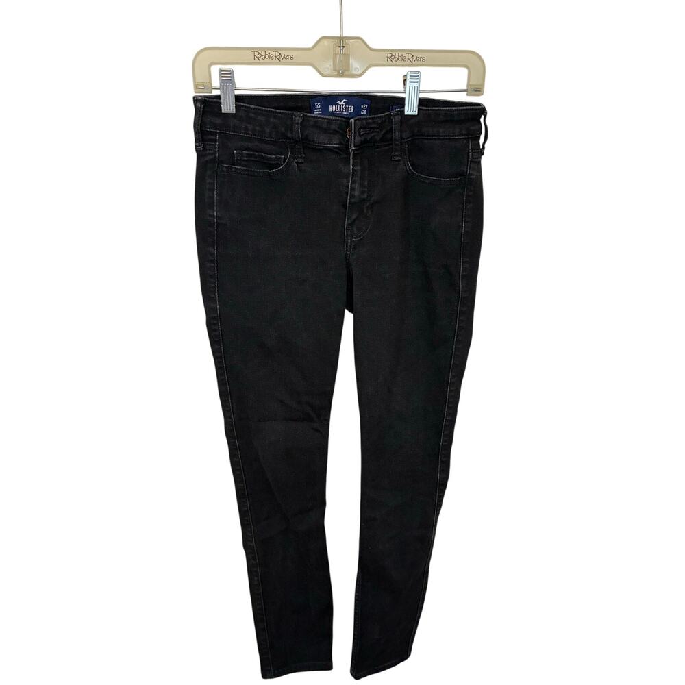 Hollister Women's Curvy Low-Rise Black Super Skinny Jeans 27 Grunge Emo Goth